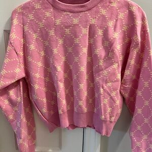 Ellandemm Pink Patterned Knit Sweater SzSM
